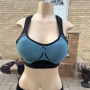 PUMA Women’s Teal & Black High-Impact Sports Bra size S